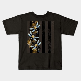 Design with Mechanical Dragonflies ( Steampunk ) Kids T-Shirt